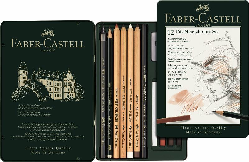 Faber-Castell PITT Monochrome tekenset 12 stuks in blik