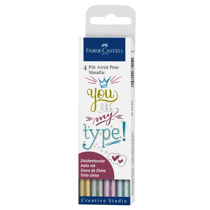 Faber-Castell PITT Artist Pen metallic set My type, 4 stuks