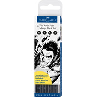 Faber-Castell PITT Artist Pen Manga Black set, 4 stuks in etui