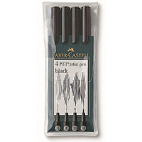 Faber-Castell PITT Artist Pen tekenpenset, 4 stuks (S, F, M, B)