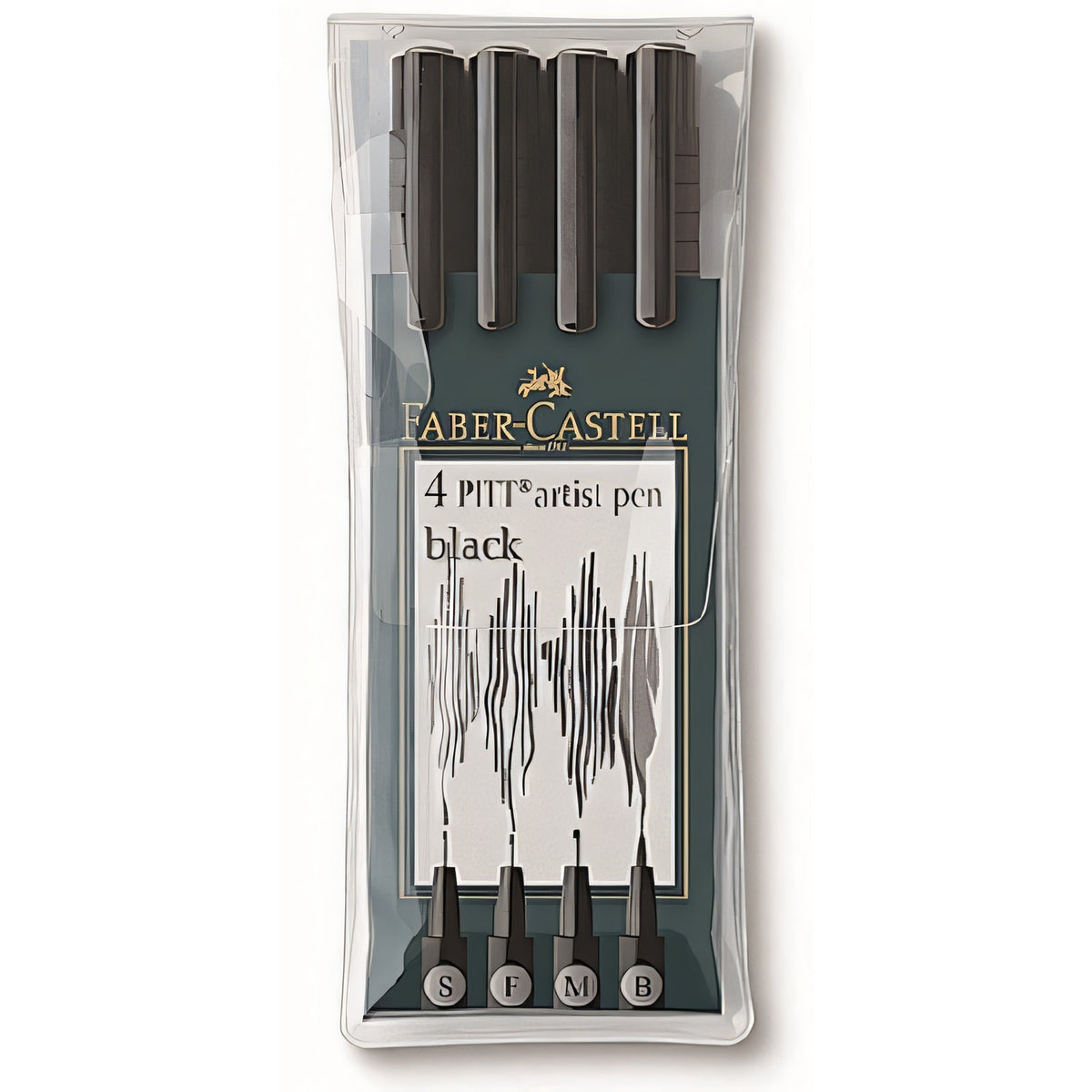 Faber-Castell PITT Artist Pen tekenpenset, 4 stuks (S, F, M, B)