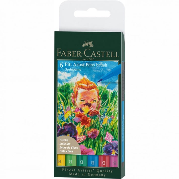 Faber-Castell PITT Artist Pen brushpennen lenteset, 6 stuks