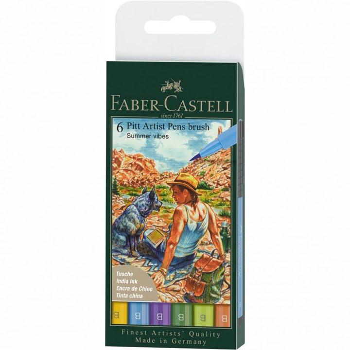 Faber-Castell PITT Artist Pen brushpennen set Zomersfeer, 6 stuks