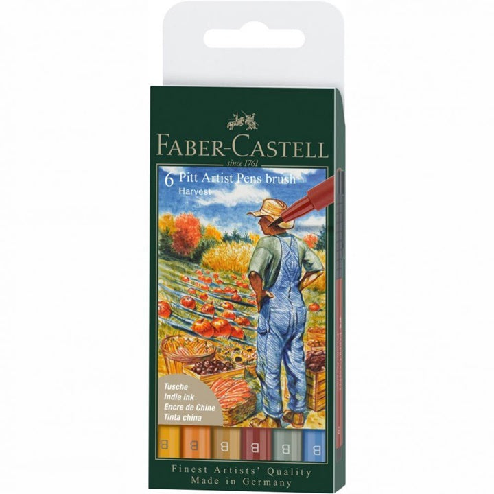 Faber-Castell PITT Artist Pen brushpennen set Oogst, 6 stuks