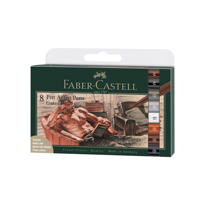 Faber-Castell PITT Artist Pen set Classic, 8 stuks