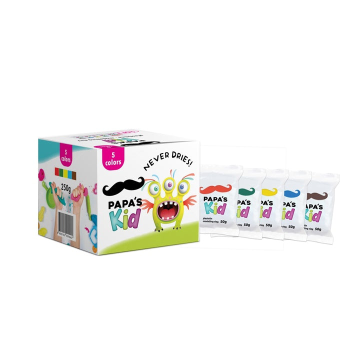 Papa's Kid plasticine basisset, 5 × 50 g
