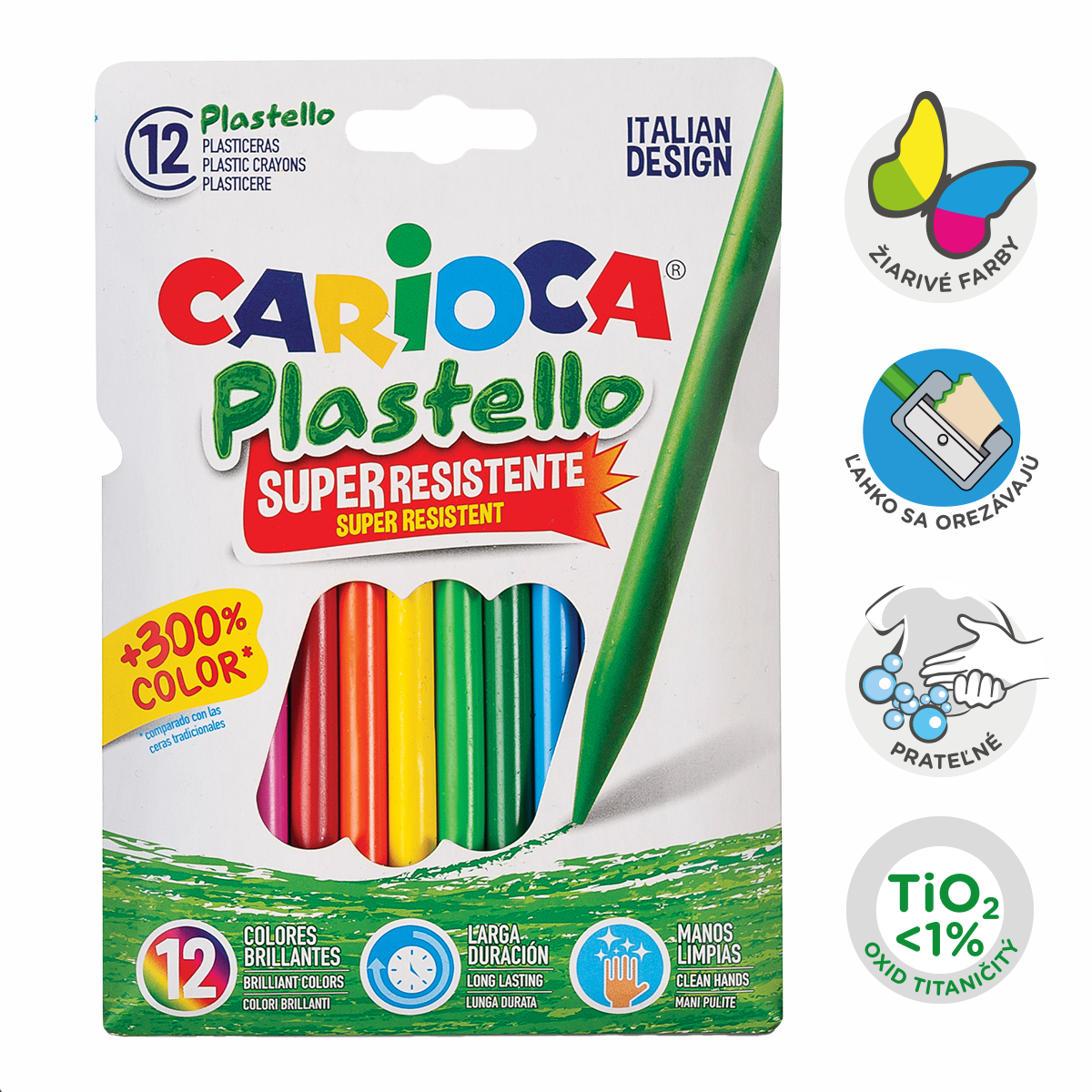 Carioca Plastello waskrijt van kunststof, set van 12