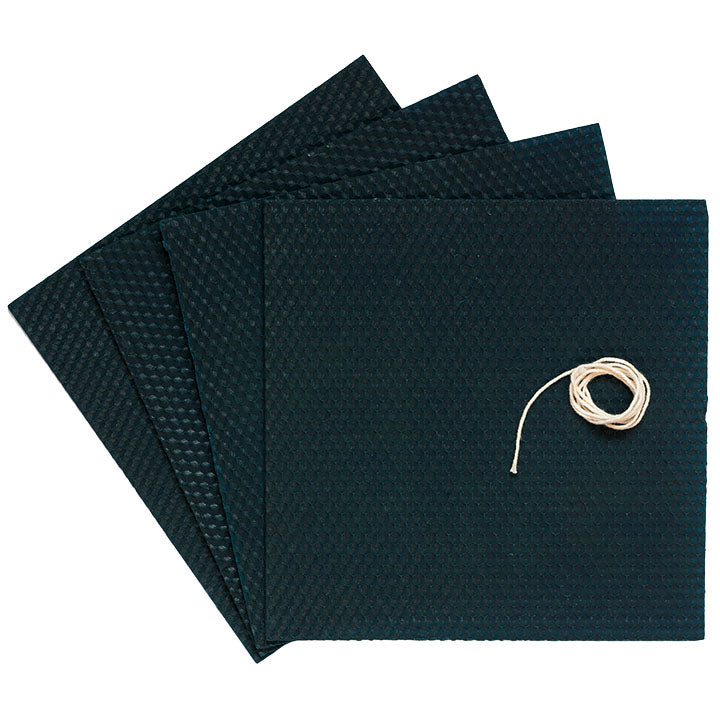 Bijenwasplaten 20 × 20 cm met kaarslont, 4 stuks