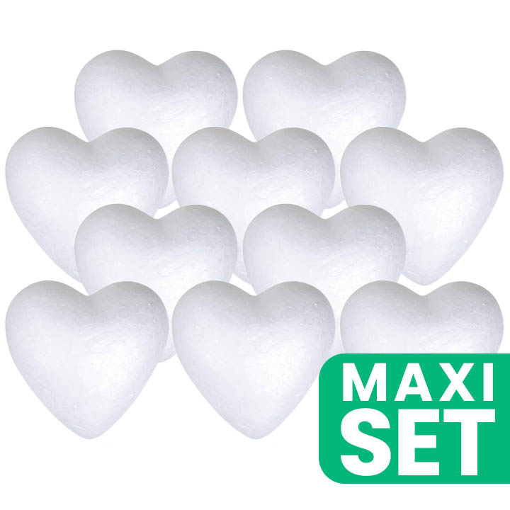 Polystyrene Heart 5 cm, Set of 10