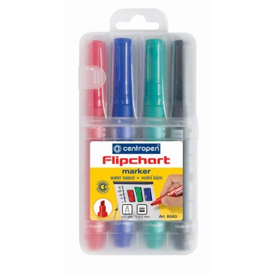Centropen flipchartmarkers set 4 stuks