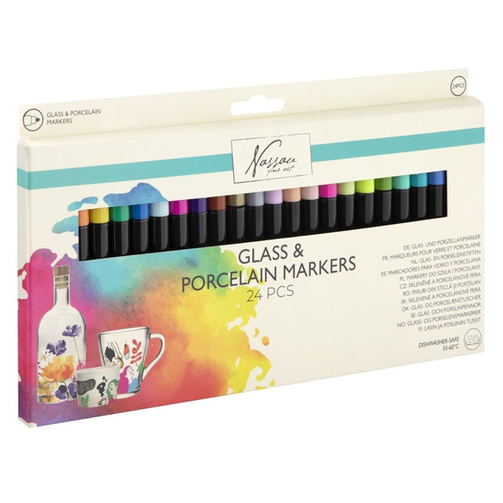 Nassau glas- en porseleinstiften, set van 24 kleuren