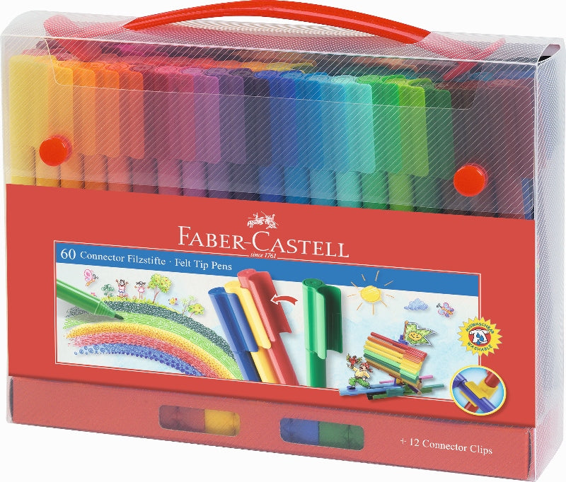 Faber-Castell viltstiften met clip, 60 stuks in cadeauverpakking