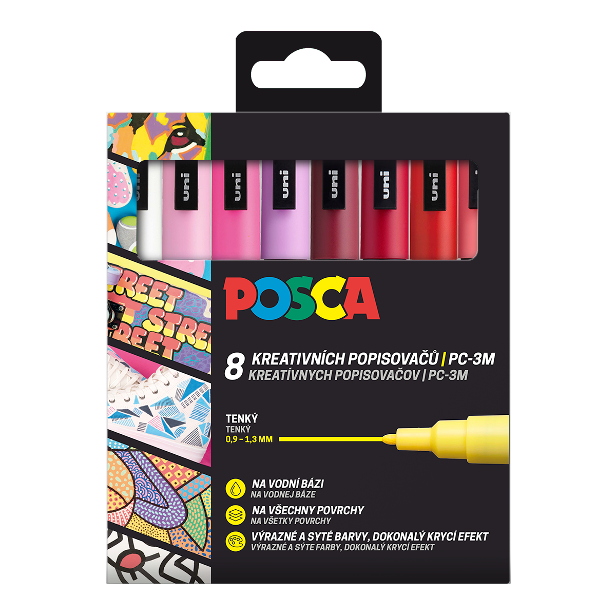 Posca PC-3M LOVE verfstiften, set 8 stuks, warme tinten