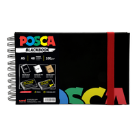 Posca schetsboek A5, zwarte kaft, drie kleuren papier