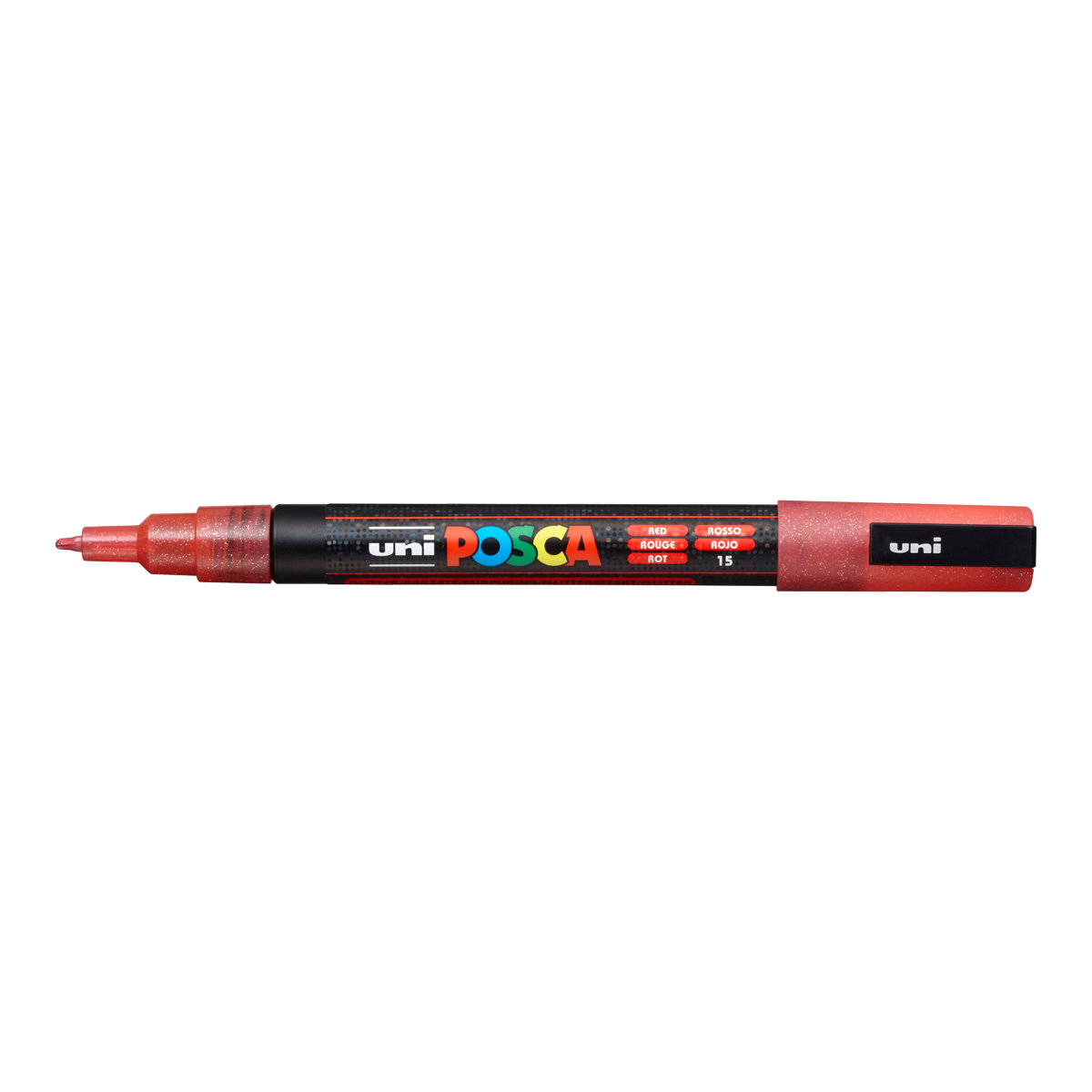 Posca verfstift PC-3ML glitter 0,9–1,3 mm – Rood (L15)