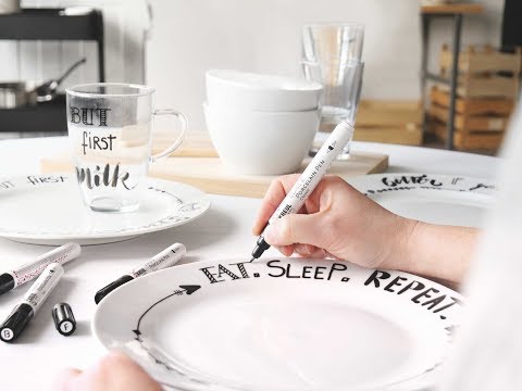 KREUL Easy glas- en porseleinstift met penseelpunt, zwart