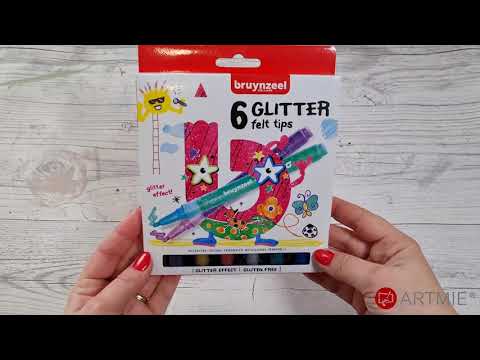 Bruynzeel glitterviltstiften voor kinderen, set van 6