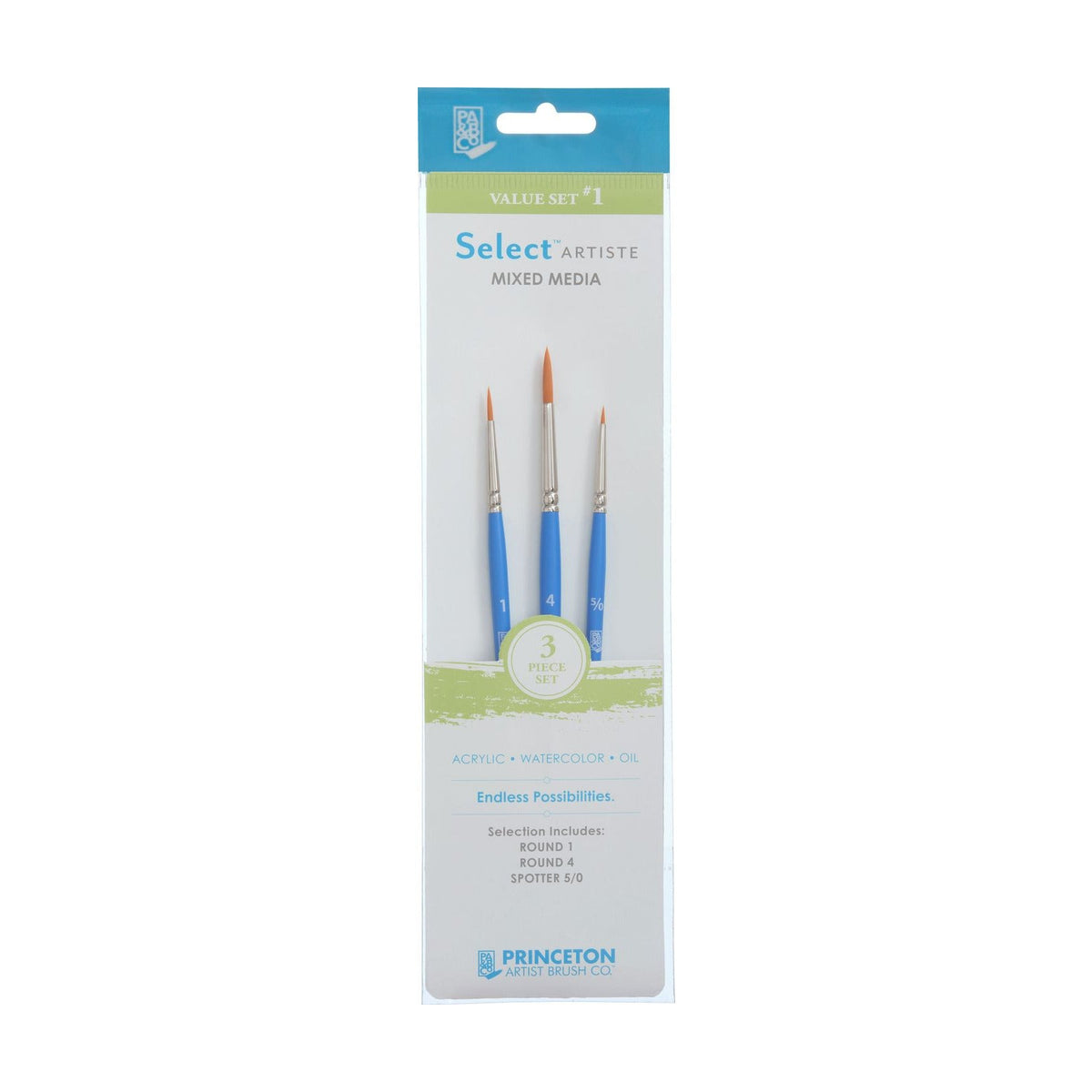 Princeton Select penselenset, 3 stuks (rond 1, rond 4, detail 5/0)