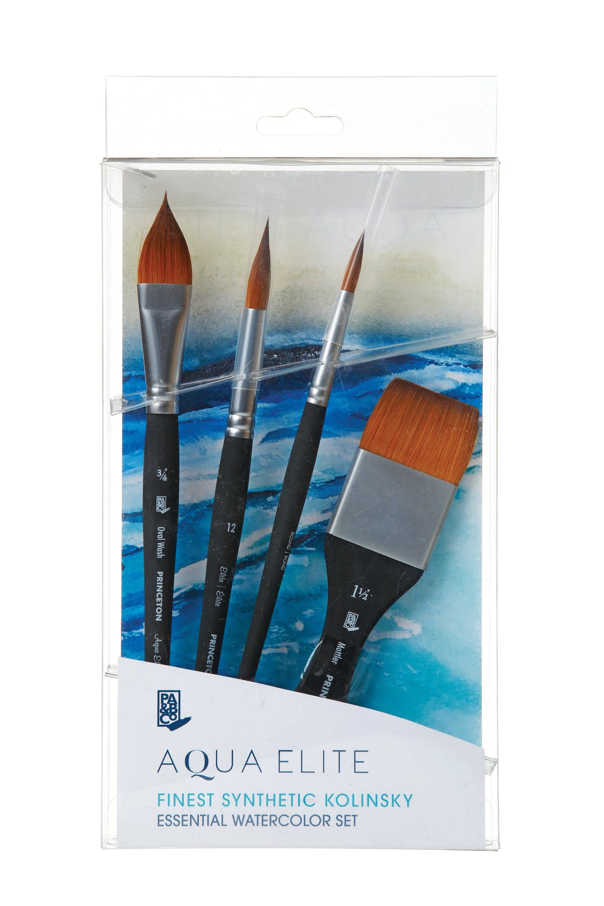 Princeton Aqua Elite aquarelpenselenset, 4 stuks, met Mottler