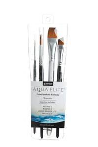 Princeton Aqua Elite aquarelpenselenset, 4 stuks, schuin en rond