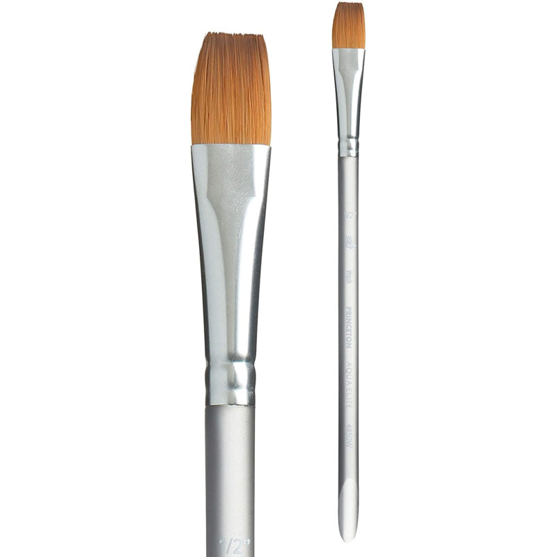 Princeton Aqua Elite Wash plat aquarelpenseel, korte steel – afbeelding 3
