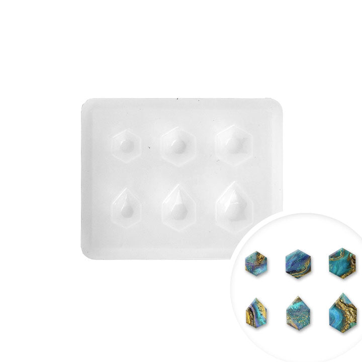 Pentart siliconen gietvorm zeshoekige edelstenen 4 × 5 cm