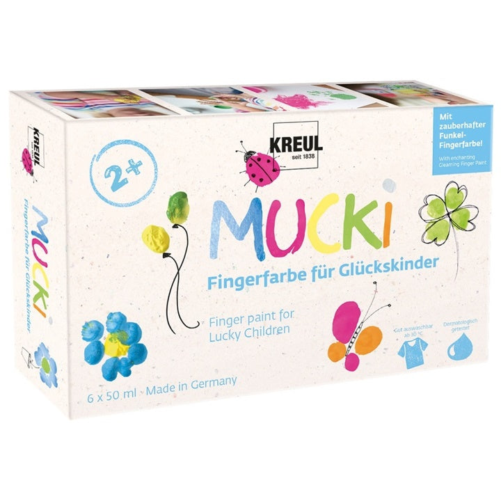 Kreul MUCKI vingerverf voor jongens, set 6 × 50 ml