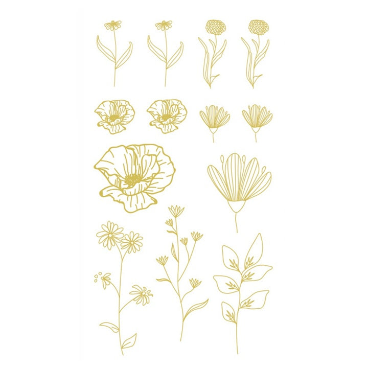 DP Craft transparante PVC-stickers gouden bloemen, 43 stuks