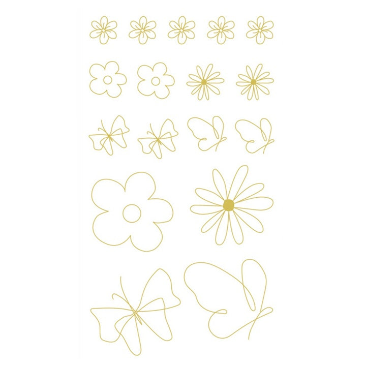 DP Craft transparante PVC-stickers gouden bloemen, 43 stuks – afbeelding 3