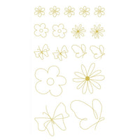 DP Craft transparante PVC-stickers gouden bloemen, 43 stuks – afbeelding 3