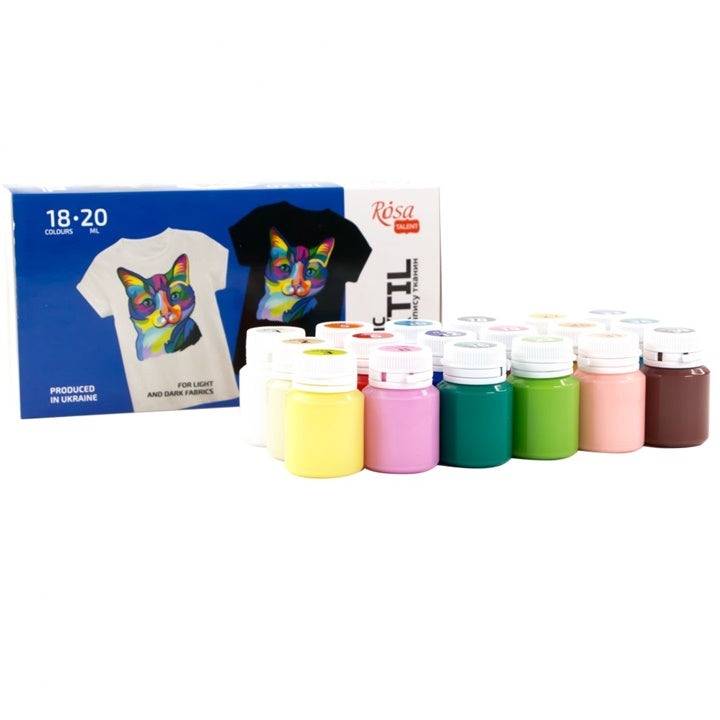 ROSA Acrylic Fabric Paints, 18 x 20 ml