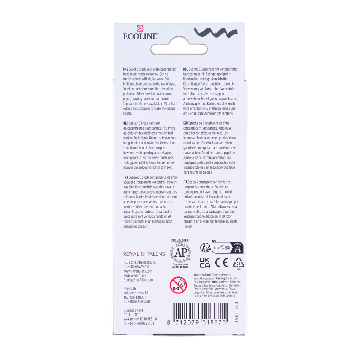 Royal Talens Ecoline brushpennen Primary set, 5 stuks