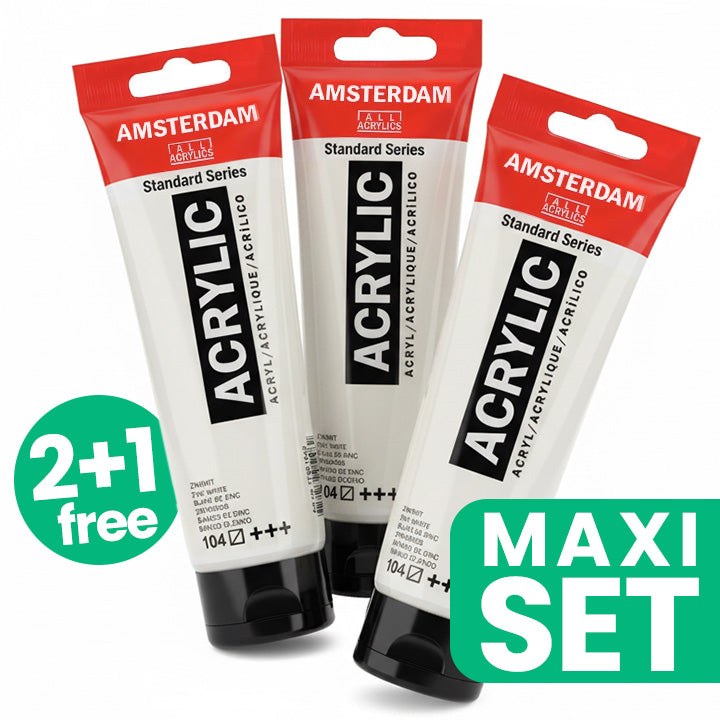 Amsterdam Standard Series acrylverfset titaanwit 3 × 120 ml