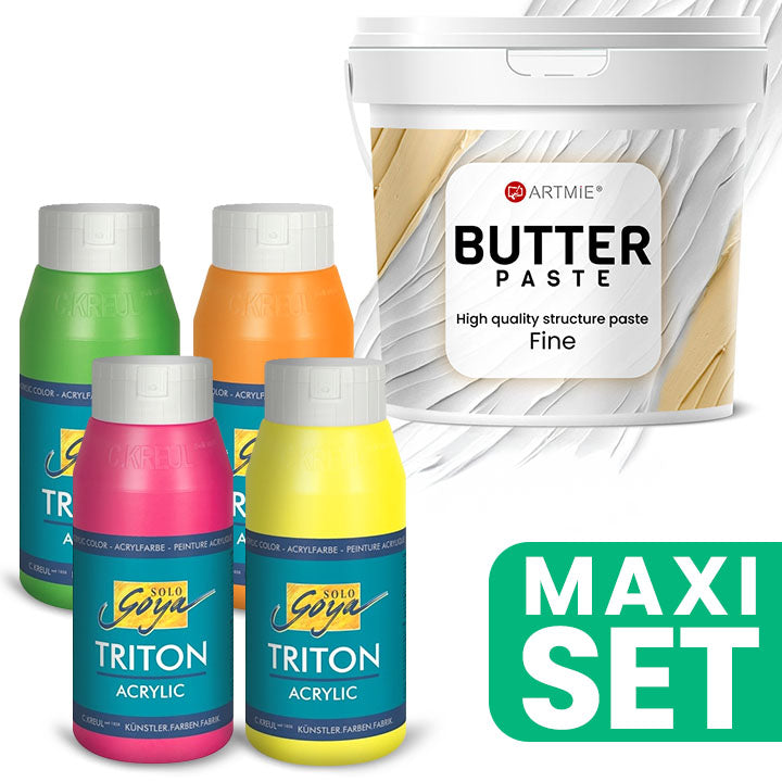 Triton acrylverfset fluorescerend 4 × 750 ml met ARTMiE Butter