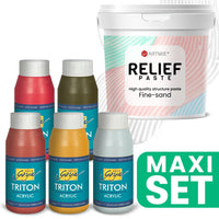 Triton acrylverfset aardetinten 5 × 750 ml met ARTMiE Relief