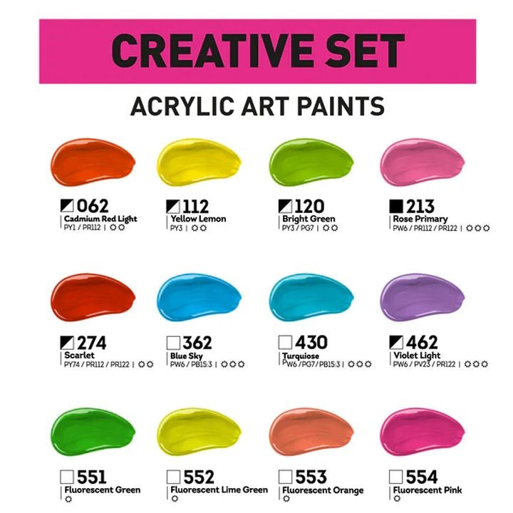 Kompozit ACRYL PRO CREATIVE acrylverfset 12 × 75 ml – afbeelding 2