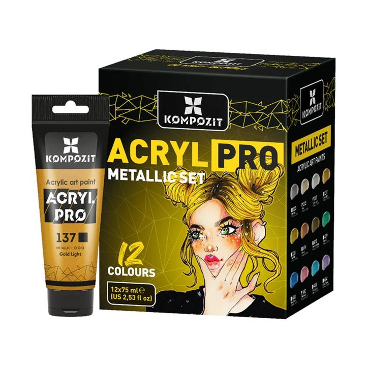 Kompozit ACRYL PRO METALLIC acrylverfset 12 × 75 ml