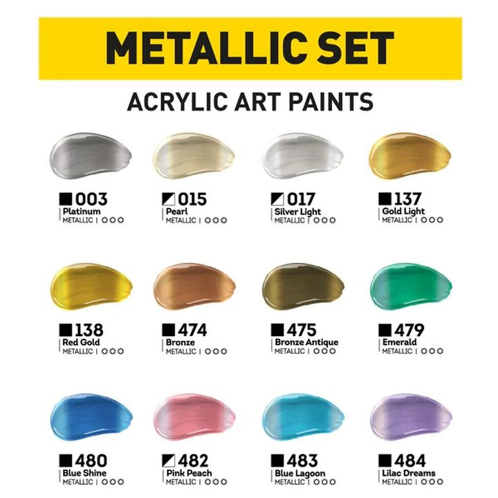 Kompozit ACRYL PRO METALLIC acrylverfset 12 × 75 ml – afbeelding 2
