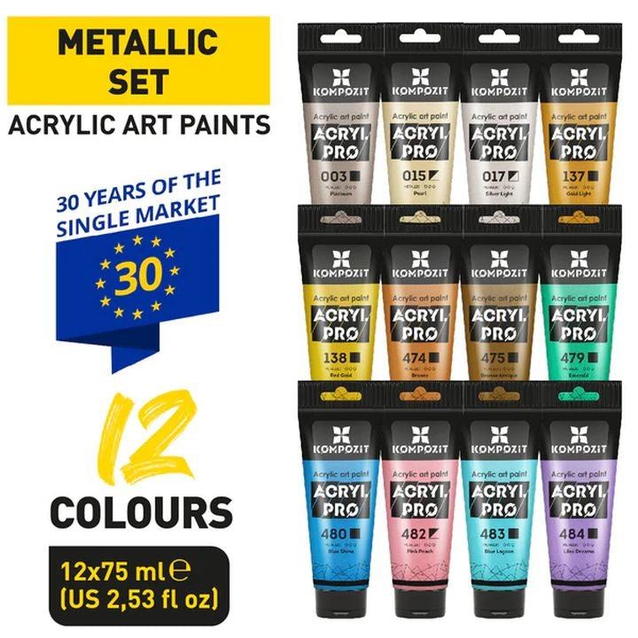 Kompozit ACRYL PRO METALLIC acrylverfset 12 × 75 ml – afbeelding 3