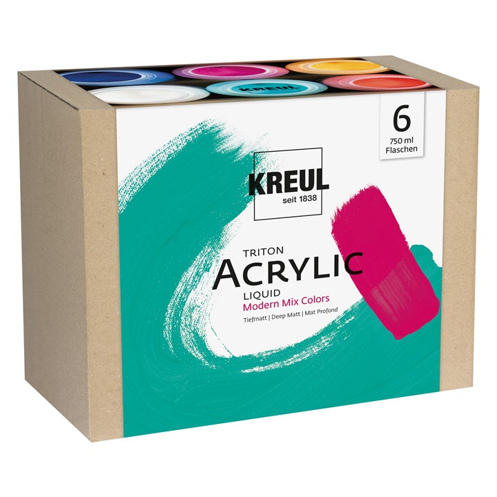 Kreul Triton Acrylic Liquid Modern Mix Colors acrylverfset 6 × 750 ml