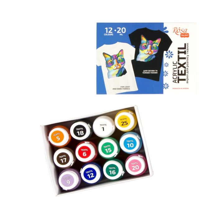 Rosa Talent textielverfset – 6, 9 of 12 kleuren à 20 ml – afbeelding 3