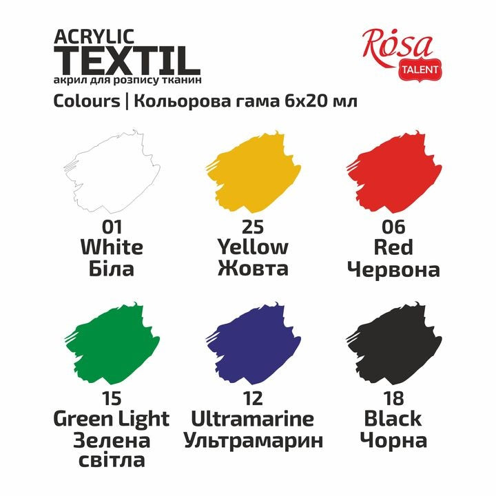 Rosa Talent textielverfset – 6, 9 of 12 kleuren à 20 ml – afbeelding 4