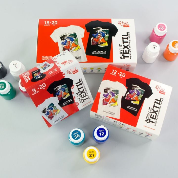 Rosa Talent Style textielverf, set 12 × 20 ml