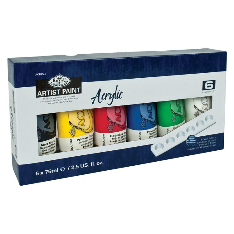 Royal & Langnickel Essentials acrylverfset 6 × 75 ml + palet