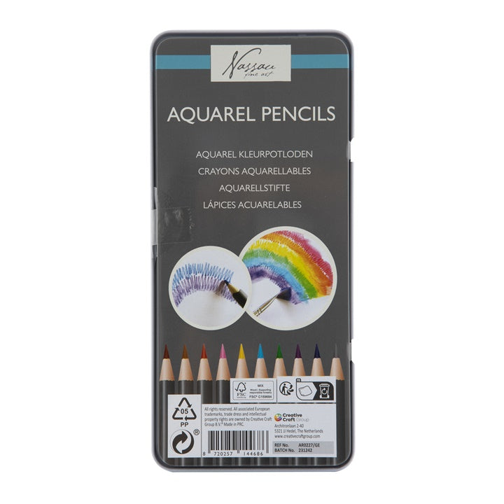 Nassau aquarelpotloden, set van 10 in metalen blik – afbeelding 3