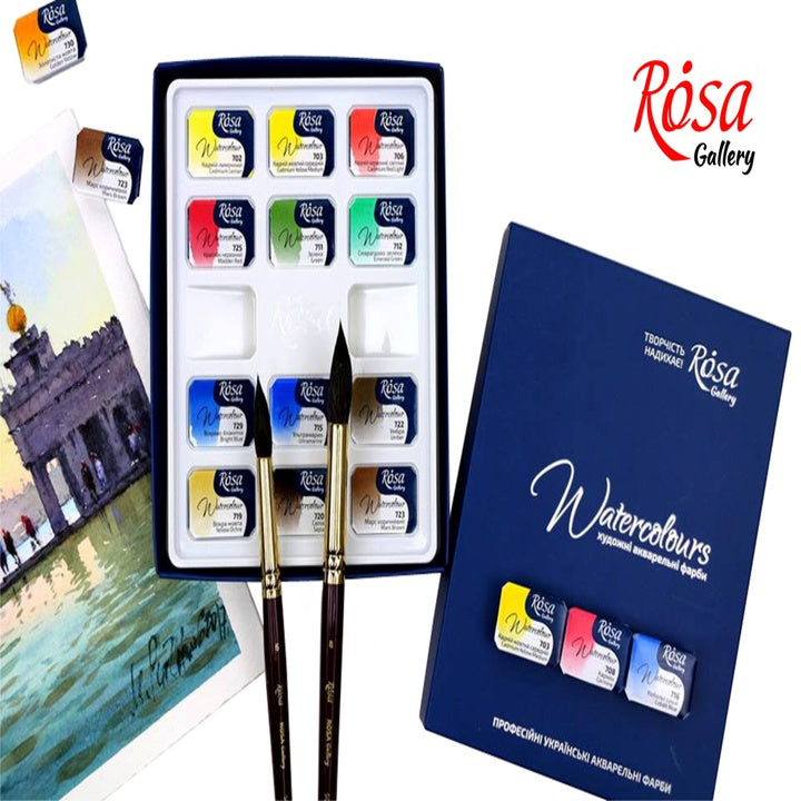 ROSA Gallery Classic aquarelverfset 12 kleuren, volle napjes – afbeelding 2