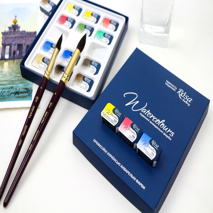 ROSA Gallery Classic aquarelverfset 12 kleuren, volle napjes – afbeelding 3