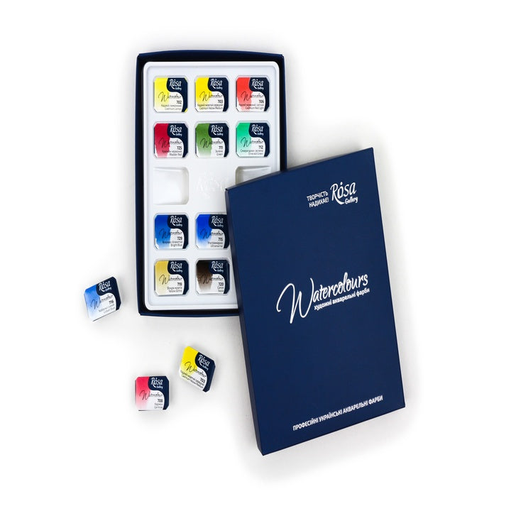 ROSA Gallery Classic aquarelverfset 12 kleuren, volle napjes – afbeelding 4