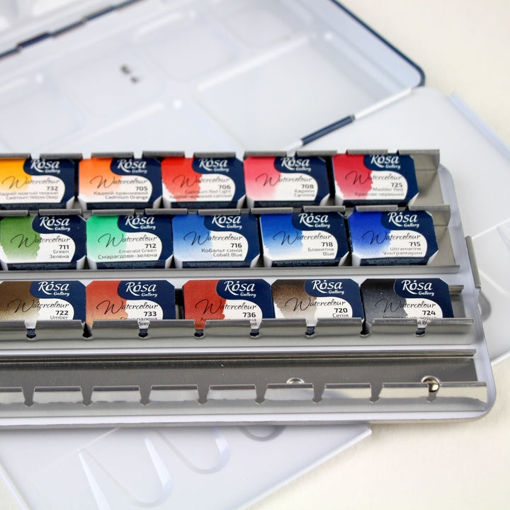 ROSA Gallery Classic aquarelverfset 21 kleuren in metalen etui – afbeelding 2