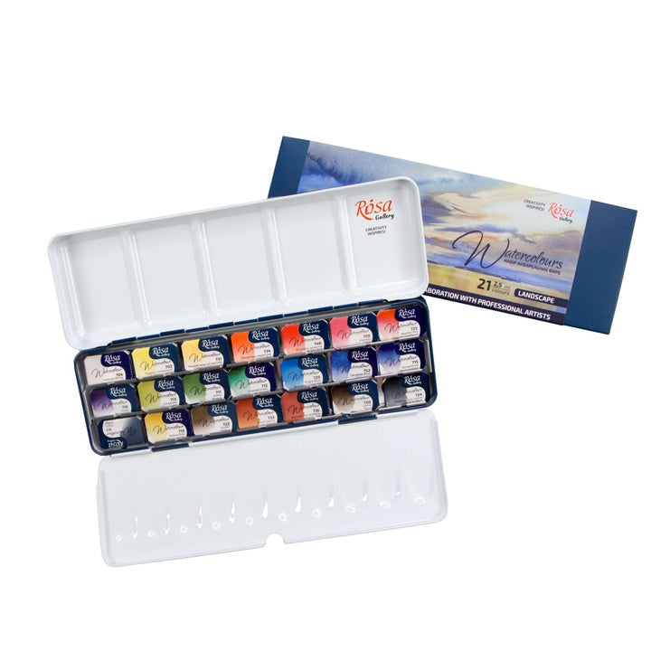 ROSA Gallery Landscape aquarelverfset 21 kleuren in metalen etui – afbeelding 2